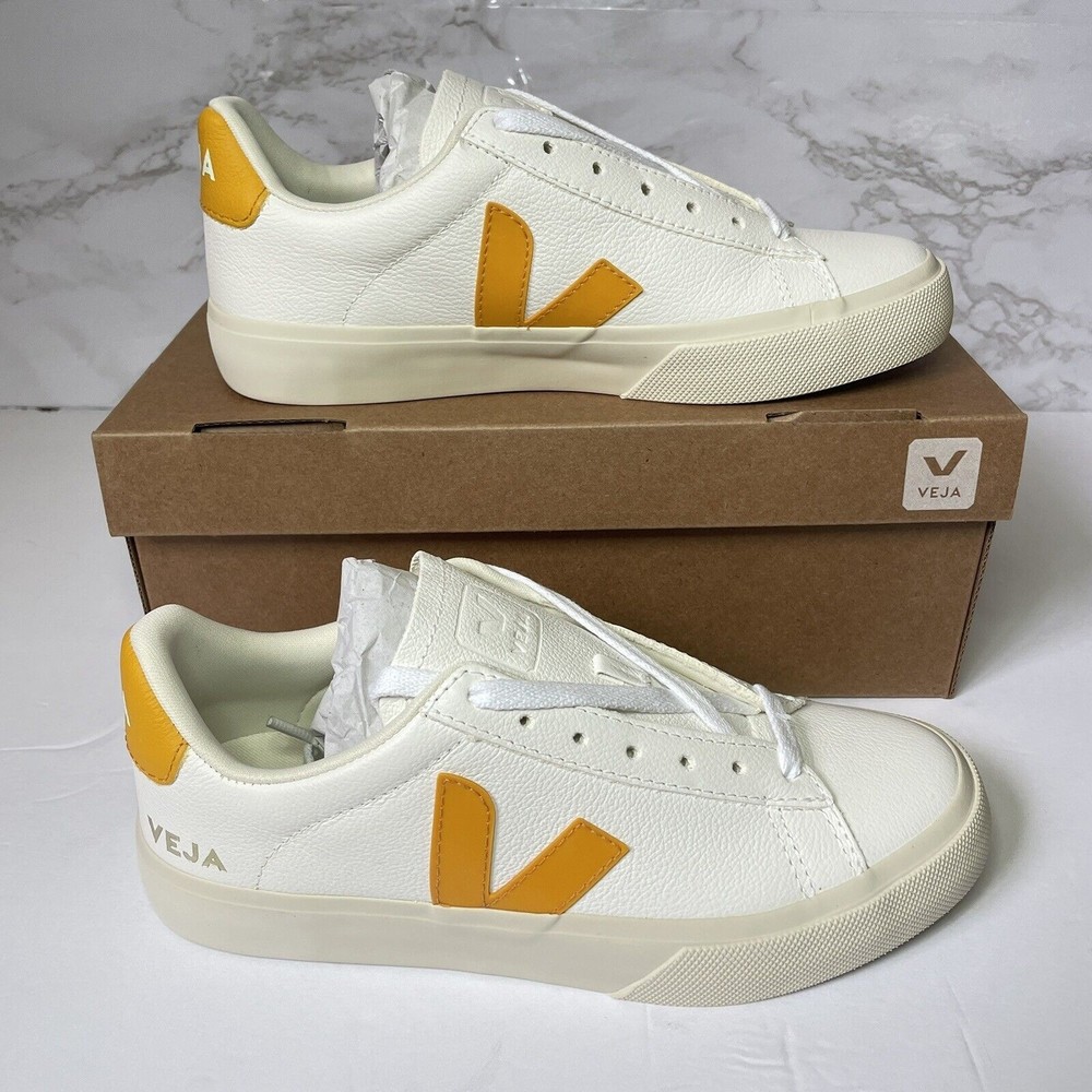 Veja Womens Campo Chromefree Leather Extra White / Ouro Size US 7 EU 38